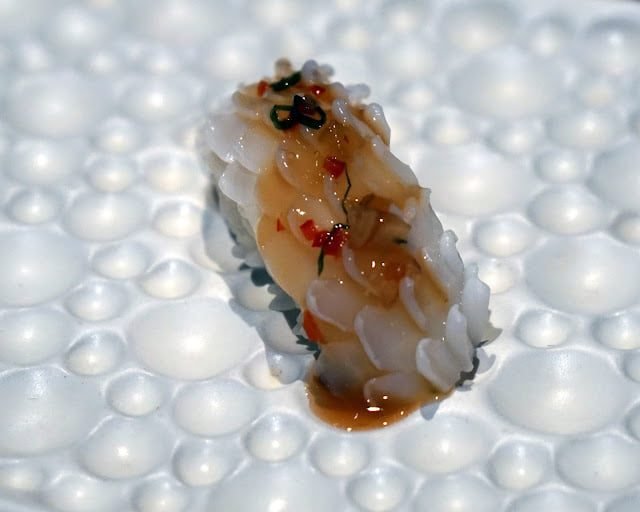 Maido's squid sushi course in Lima, Peru