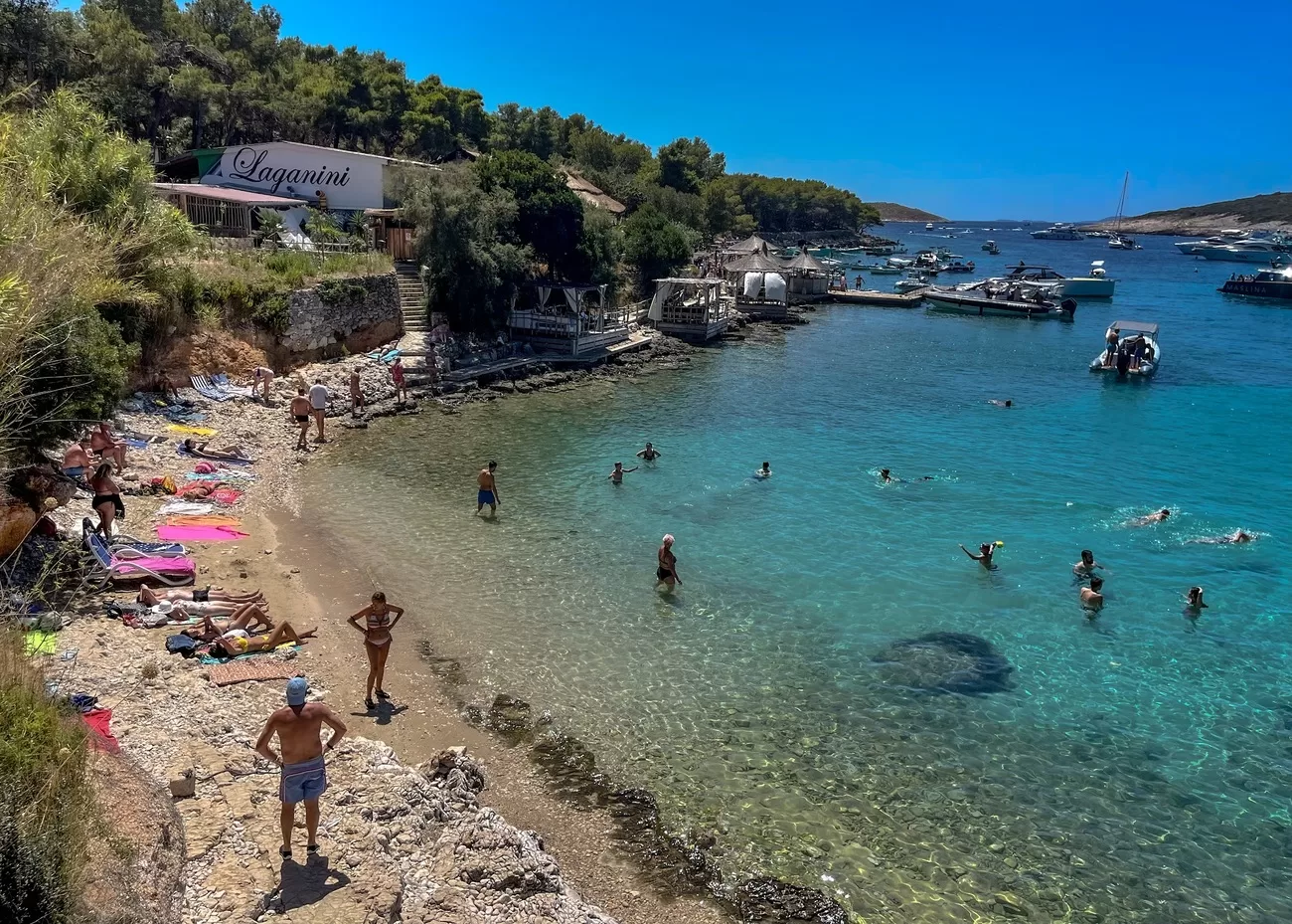 Rocky beach in Palmižana, Croatia