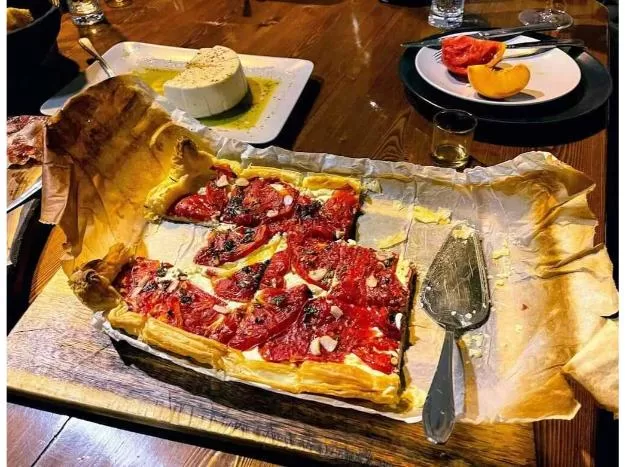  Flatbread appetizer during traditonal Croatian peka dinner in Dubrovnik