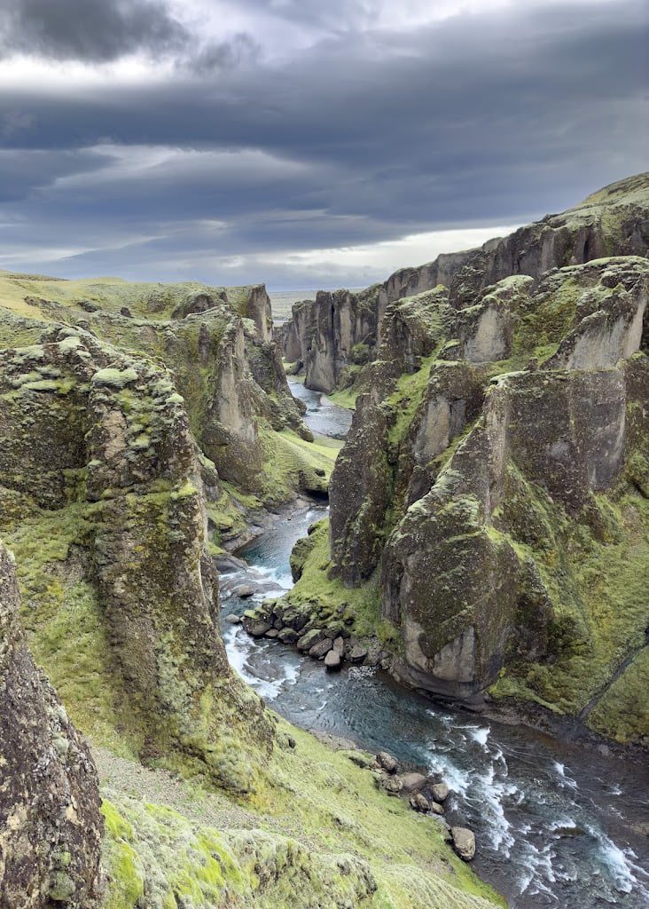 Fjaðrárgljúfur Canyon with river in Iceland