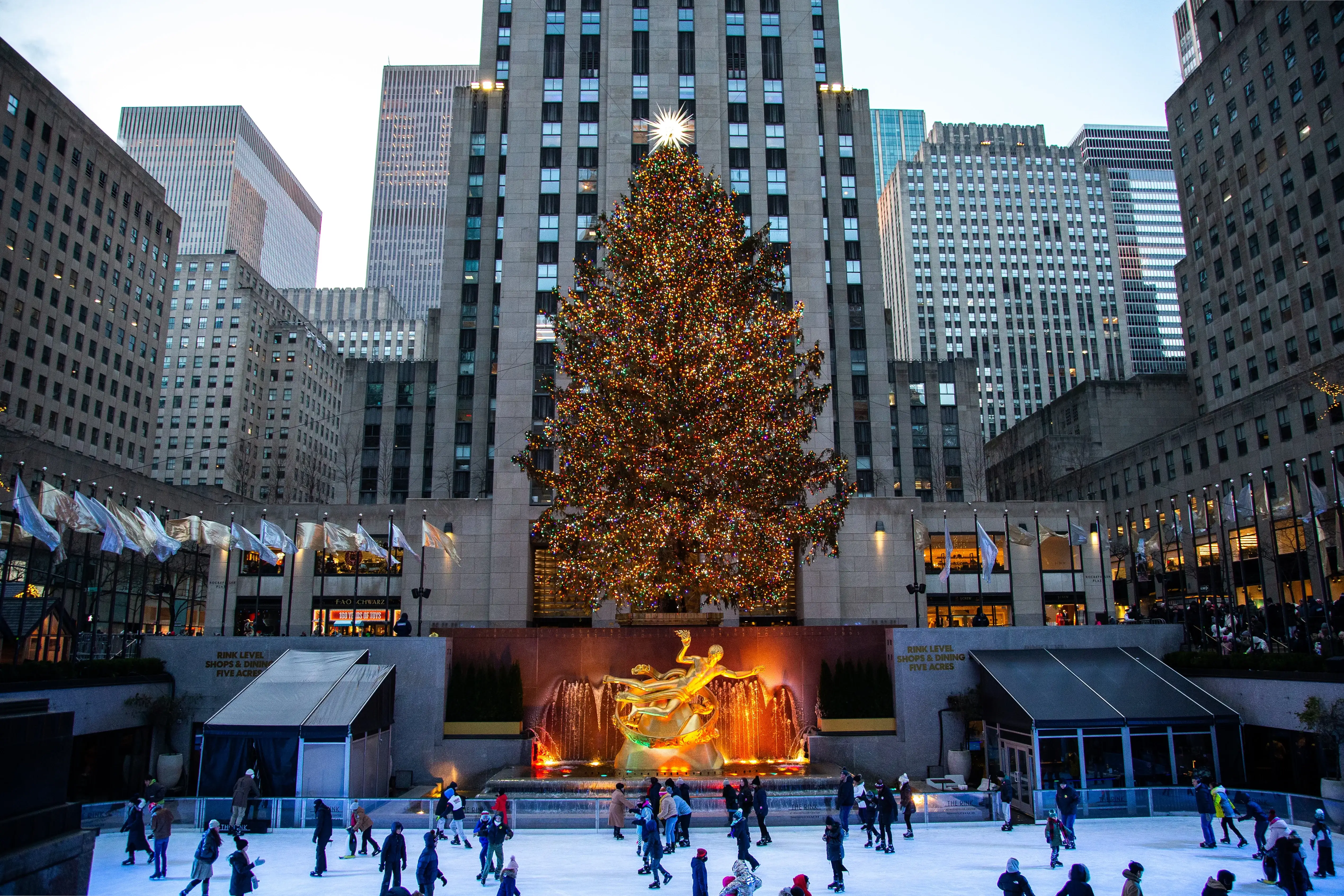 Rockefeller Christmas tree and ice rink - a must-see for Christmas in New York with Kids