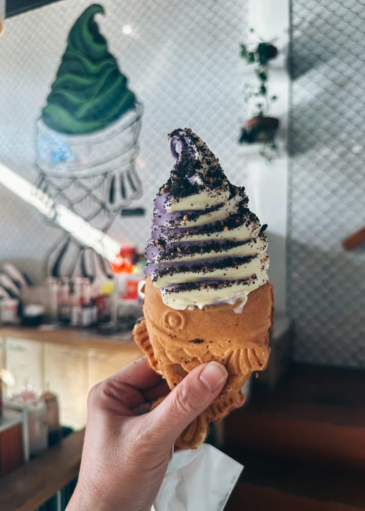Fish cone and soft serve at Matcha Man in Seattle