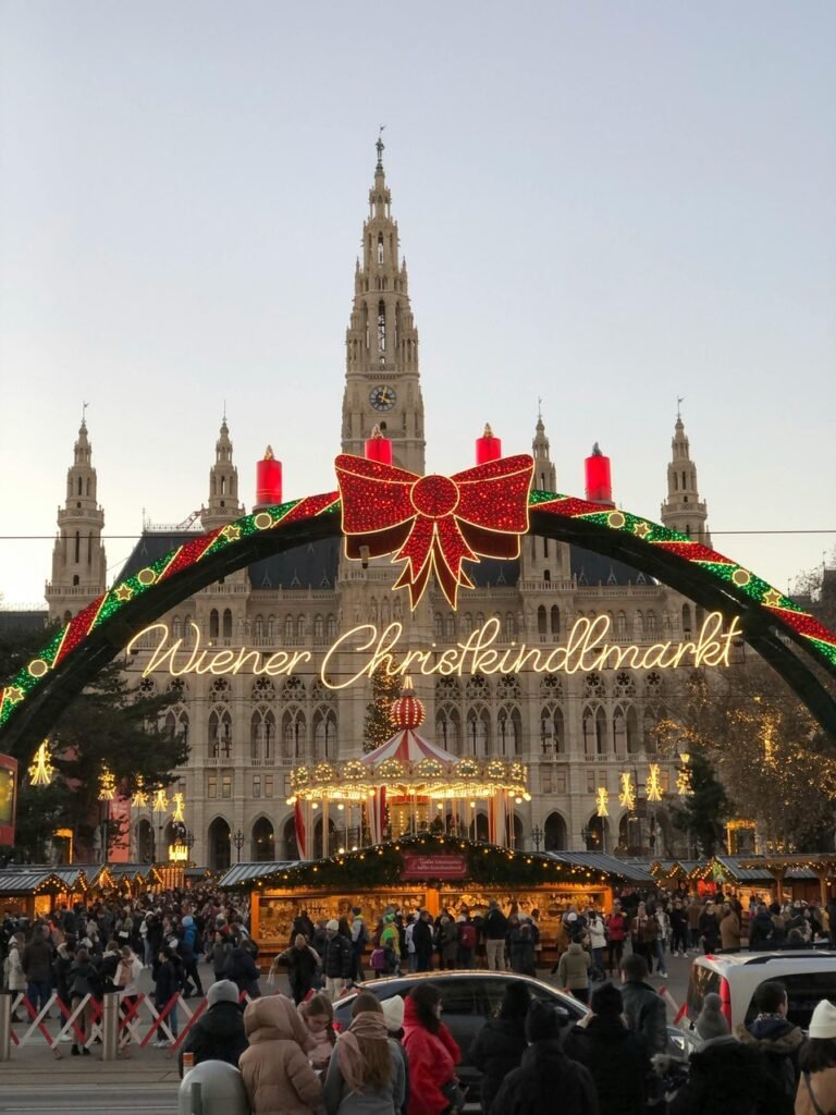 Entrance to Vienna Christmas market, a must-visit European Christmas market