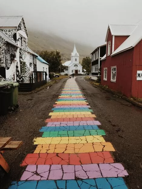Colorful pathway in Iceland