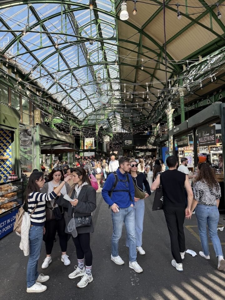 Crowds at Borough Market - a perfect stop when visiting London with teens
