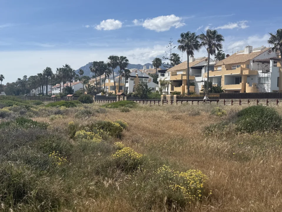 View of housing from the beach in Marbella
